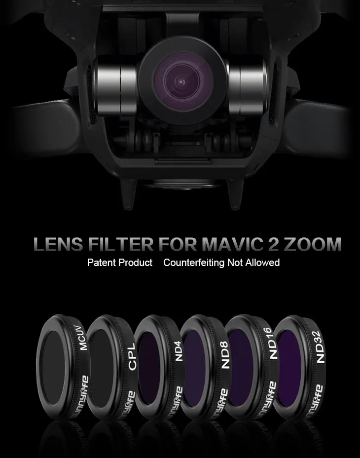 Фильтр объектива для DJI Mavic 2 Zoom camera UV CPL ND4 ND8 ND16 ND32 фильтр для MAVIC 2 ZOOM Drone поляризационный фильтр нейтральной плотности