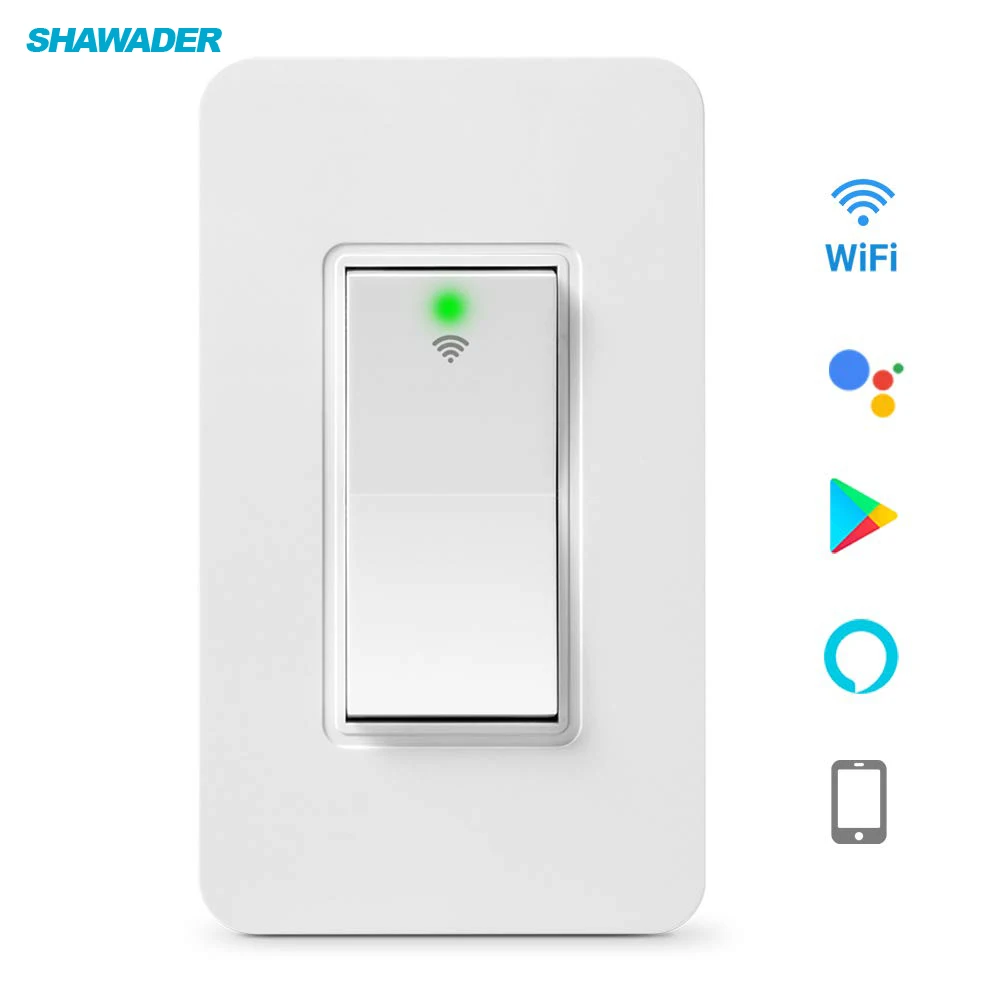 Wi-Fi Смарт настенный светильник Настенные переключатели 1/2/3-ходовой Электрический кнопочный переключатель Беспроводной сроки Дистанционное Управление, работает с Amazon Alexa Google Home, IFTTT