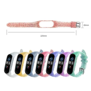 

blink Waterproof Glitter watch Straps For xiaomi Mi Band 5 smartwatch Sport Silicone Watch Wristband wrist Bracelet 225mm