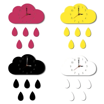 

Cartoon Wooden Cloud Raindrop Shaped Wall Clock Boy Girl Bedroom Kids Room Wall Hanging Mute Clock Table Desktop Decoration