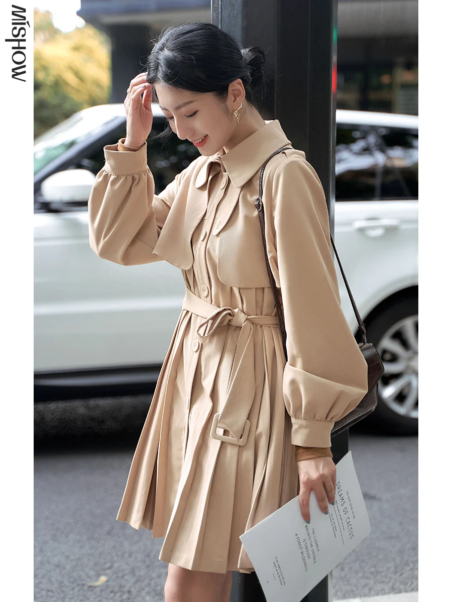 MISHOW 2020 Autumn Trench Coat For Women Long Sleeve Wind Breaker Streetwear Fashion Outerwear Elegant Coat MX20C7366