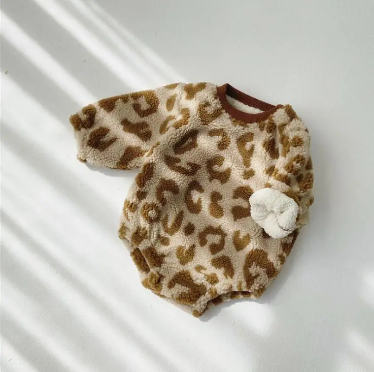Модный утепленный комбинезон с леопардовым принтом для мальчиков и девочек, осенне-зимний комбинезон для маленьких девочек 0-3 лет - Цвет: pic