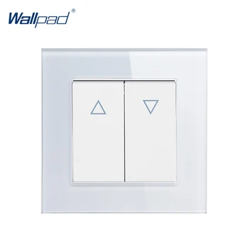 

Curtain Up and Down Switch Wallpad Crystal Glass 110V-250V Blind Window Curtain 2 Gang Momentary Reset Contact Button Switch