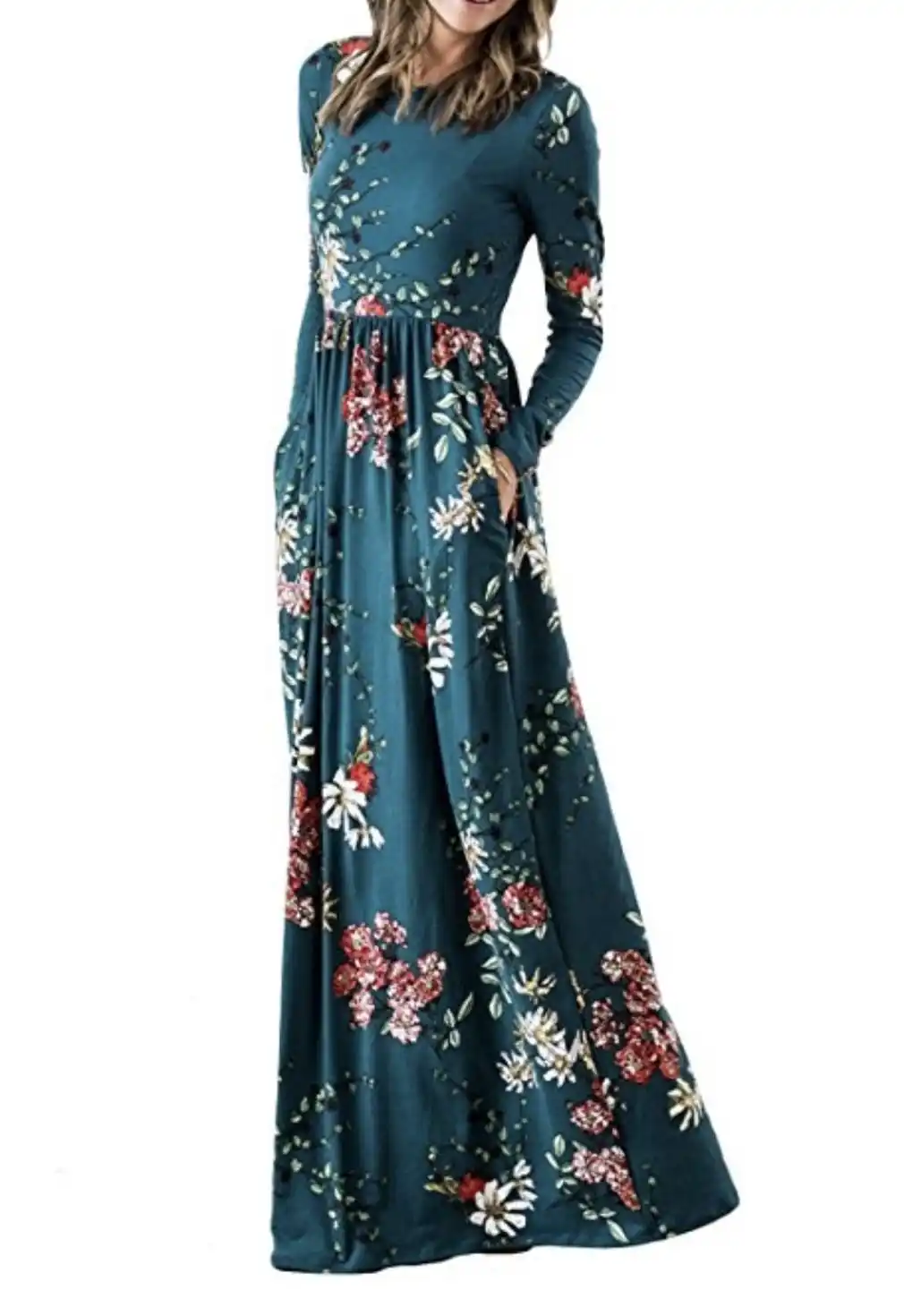 floral print gowns with sleeves