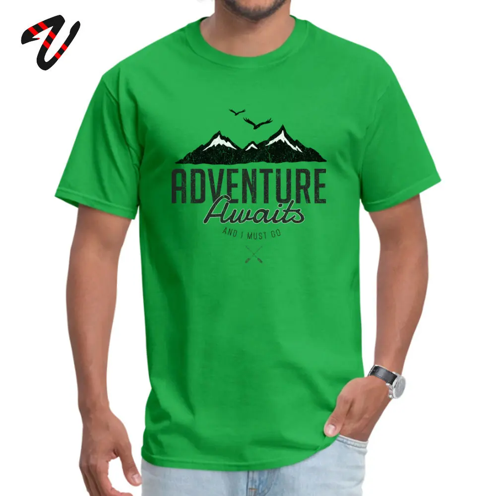 Printed On Short Sleeve Tops & Tees VALENTINE DAY Funny Round Neck Cotton Fabric T Shirts Boy T-Shirt AdventureAwaits Adventure_Awaits_7767 green