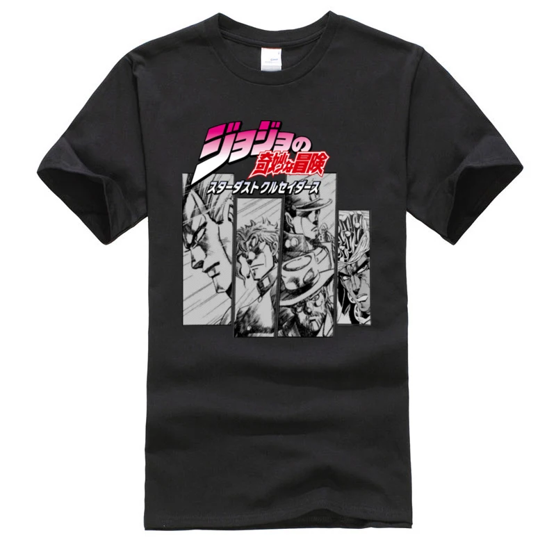 Футболки Jojo Bizzare Adventure Anime облегающие повседневные Черные футболки для фитнеса