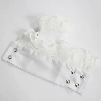 

1Pair Wrinkled Flare Fake Sleeve Soft Chiffon False Wrist Cuffs with Buttons