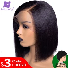 13x6 Яки прямой Боб Кружева передние парики предварительно выщипанные отбеленные узлы бесклеевой Remy бразильские короткие парики из человеческих волос глубокая часть Луффи
