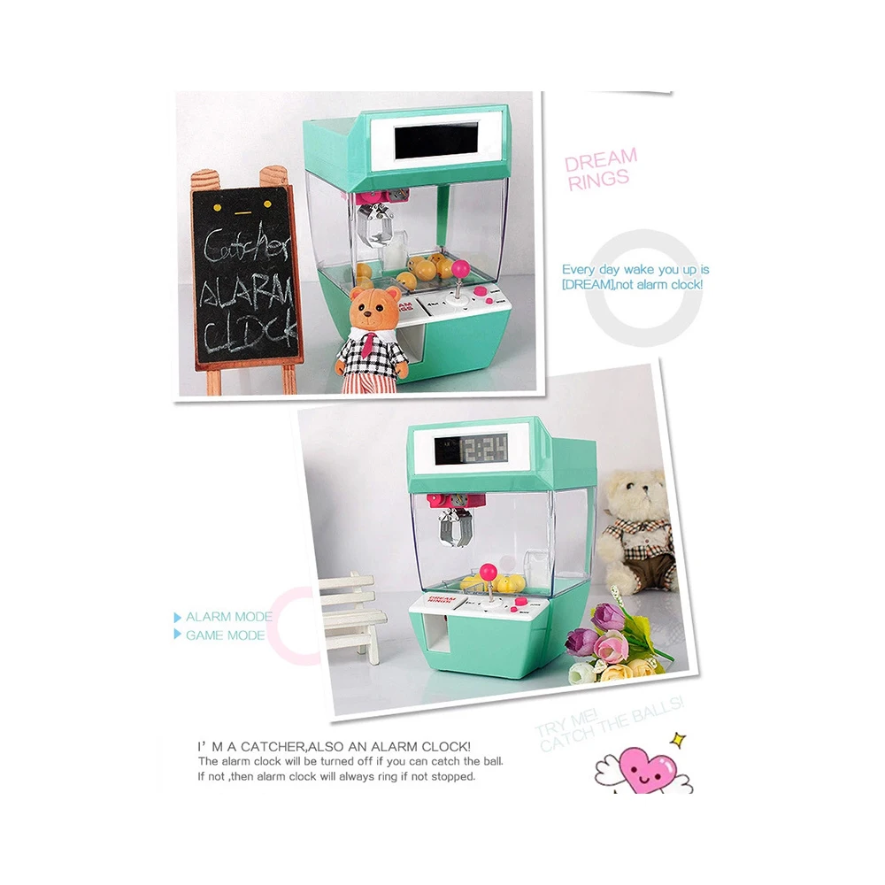 인형 기계 클립 인형 클로 캐치 알람 시계 키즈 코인 운영 놀이 게임 캐치 장난감 크레인 기계 시계 크리스마스  선물-Freehip.co.kr