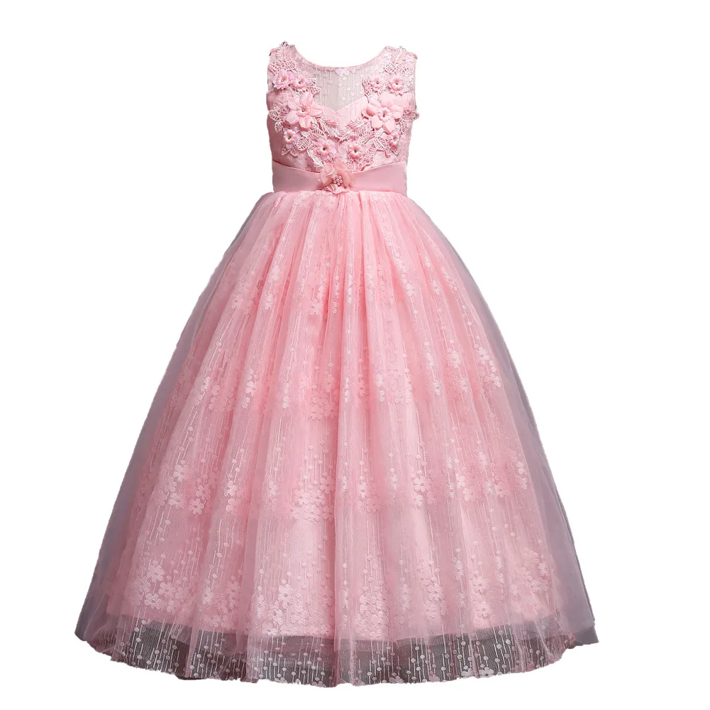 Hot Sales Girls Lace Flower Princess Dress Performance Host Gauze Hot Selling Dress