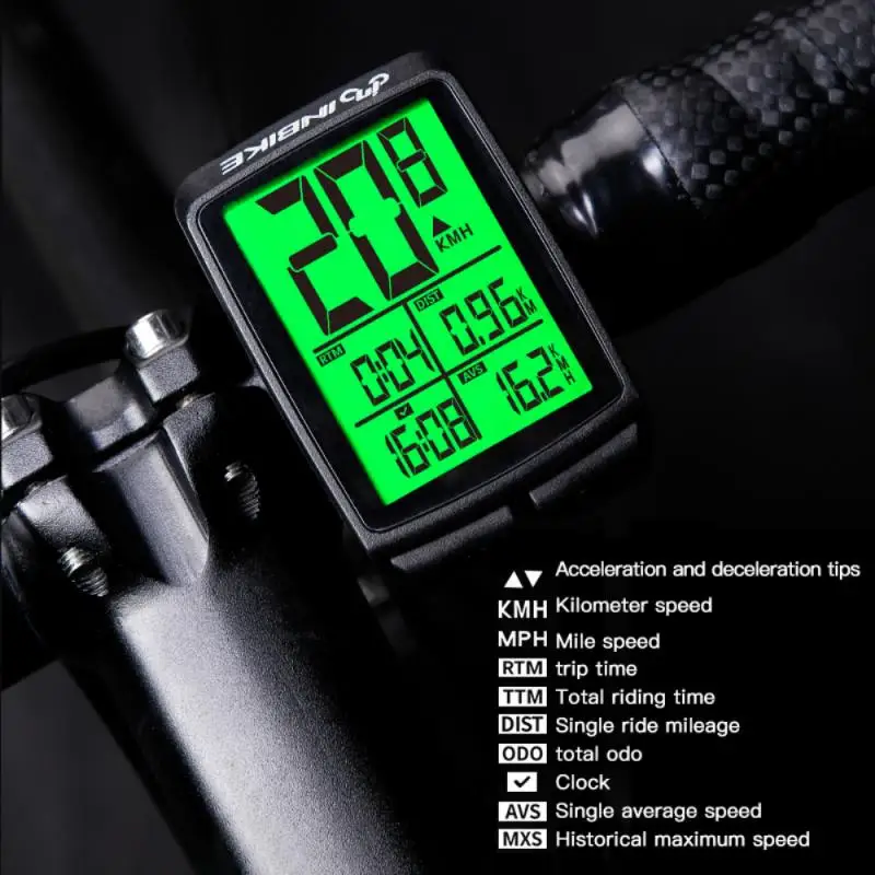 Waterproof Bicycle Computer Wireless MTB Bicycle Speedometer Stopwatch Cycling LED Digital Rate Counter Bike Accessories INBIKE