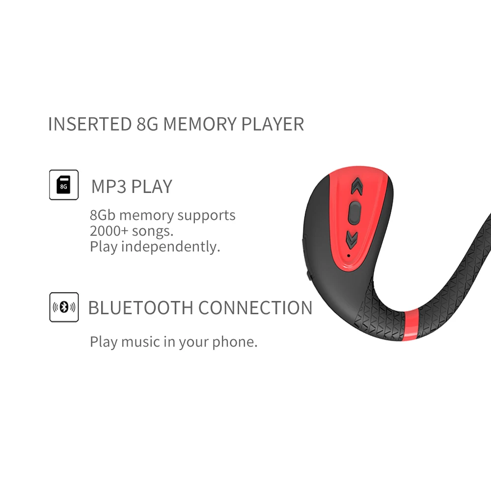 Bluetooth наушники AIKSWE с костной проводимостью 8 ГБ mp3 плеер подводная спортивная