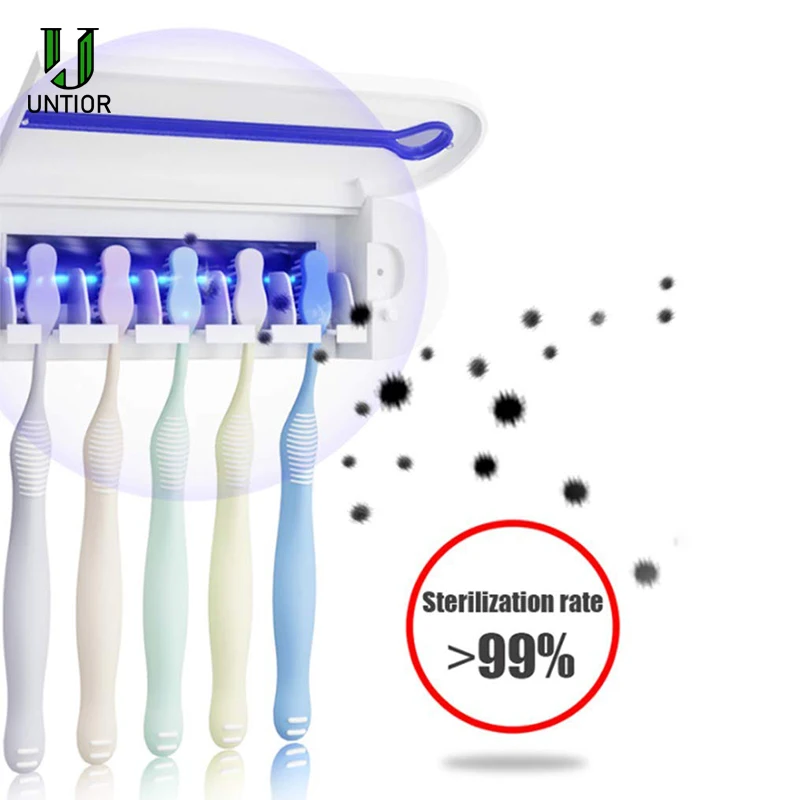 UNTIOR 3 In 1 UV Light Ultraviolet Toothbrush Sterilizer Automatic Toothpaste Dispenser ToothBrush Holder bathroom accessories