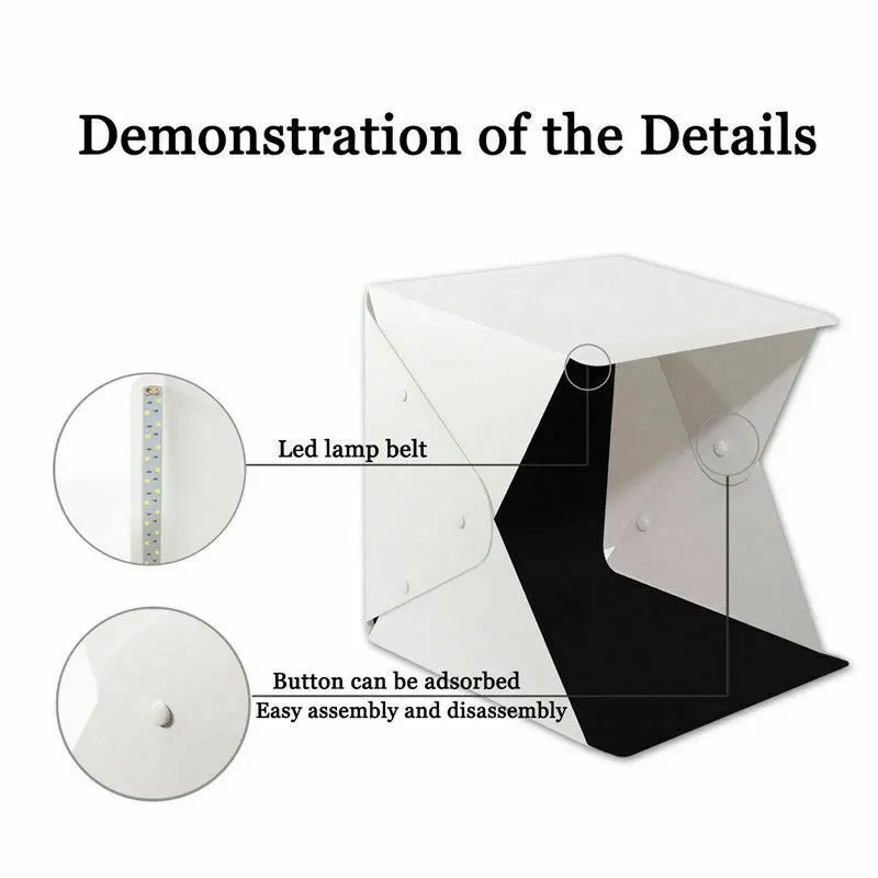 LED Panel Light Box Photography Photo Studio box Tabletop Shooting Lightbox Portable Foldable Photobox With 2 Background