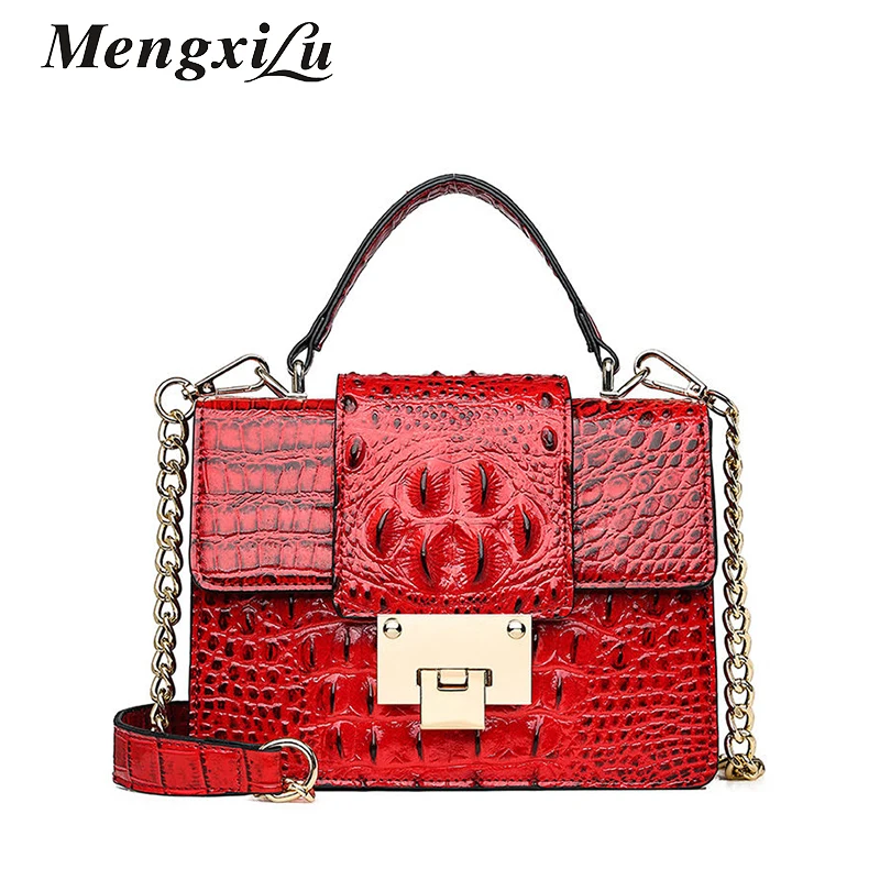 

2019 Fashion Small Square Crossbody Bags for Women Handbags Women Bags Crocodile Print Designer Tote Bags Chain Lady Durable Bag