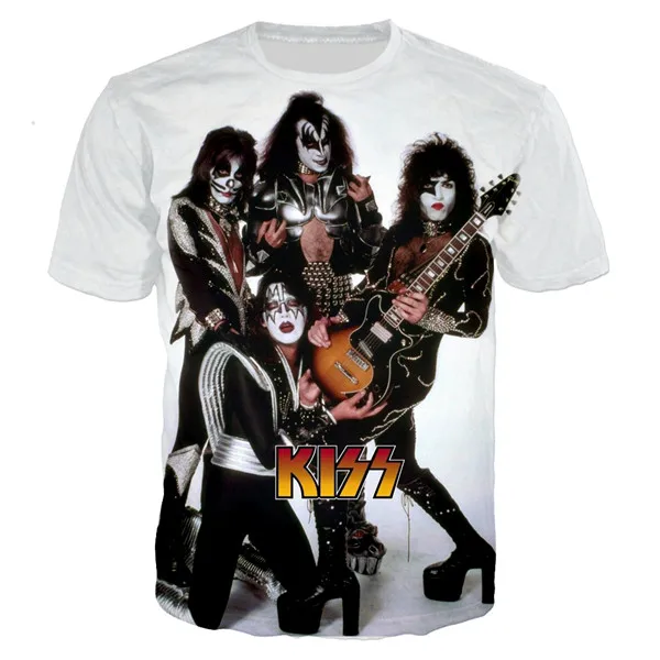 Rock Kiss Band, летние хипстерские футболки с 3D принтом, Мужская Уличная футболка с круглым вырезом для мальчиков, Мужская одежда, топы, большие размеры 5XL - Цвет: Kiss Band 09
