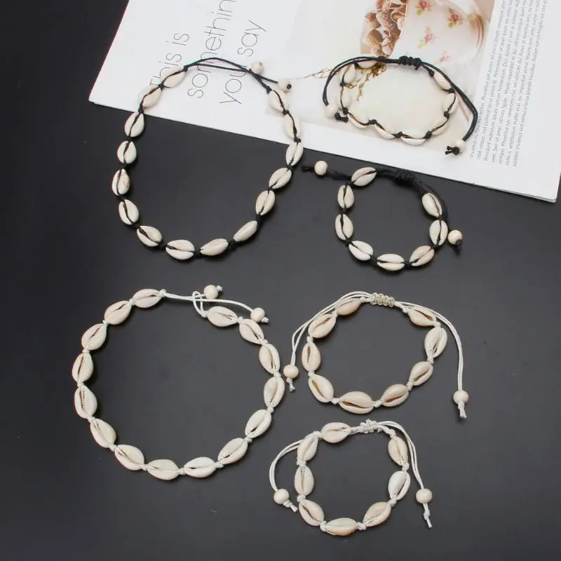 

Natural Cowrie Shell Anklet Bracelet Chokers Handmade Hawaiian Beach Jewelry CORD