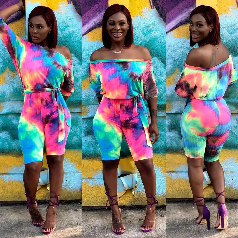 BKLD 2019 Летний Новый сексуальный комбинезон с открытыми плечами и принтом