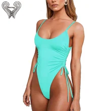 Регулируемый плечевой ремень с рюшами сбоку Одна деталь Купальник Мягкий высокий крой купальники Для женщин цельнокроеное платье Купальник badpak Монокини плавленого