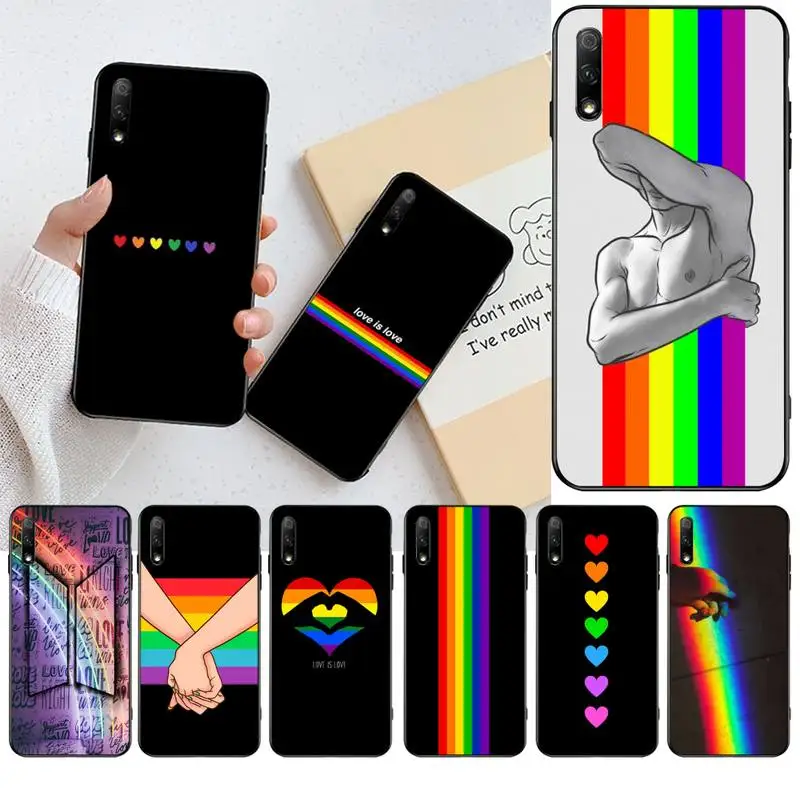 CUTEWANAN Gay Lesbian LGBT Rainbow love is Soft black Phone Case For Huawei Nova 6se 7 7pro 7se honor 7A 8A 7C Prime2019 | Мобильные