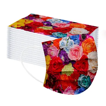 

Mascara Para Adultos Flower Print 50pcs Disposable 3 Ply Safety Stretchable Earloops Masque Jeta Send Fast Large Stock