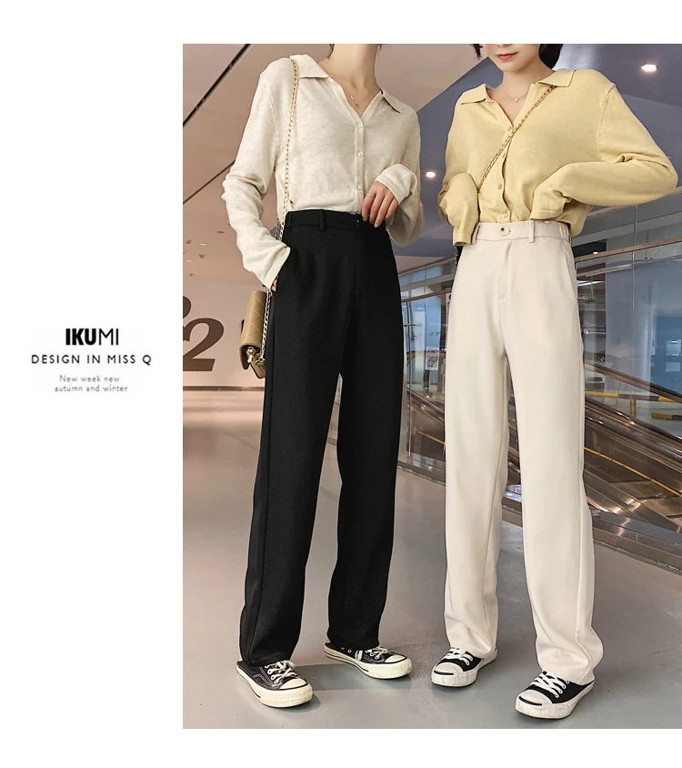 Fall2019 pantalones mujer cintura alta широкие брюки размера плюс брюки карго Брюки Женский костюм Драповые прямые брюки 7263 50