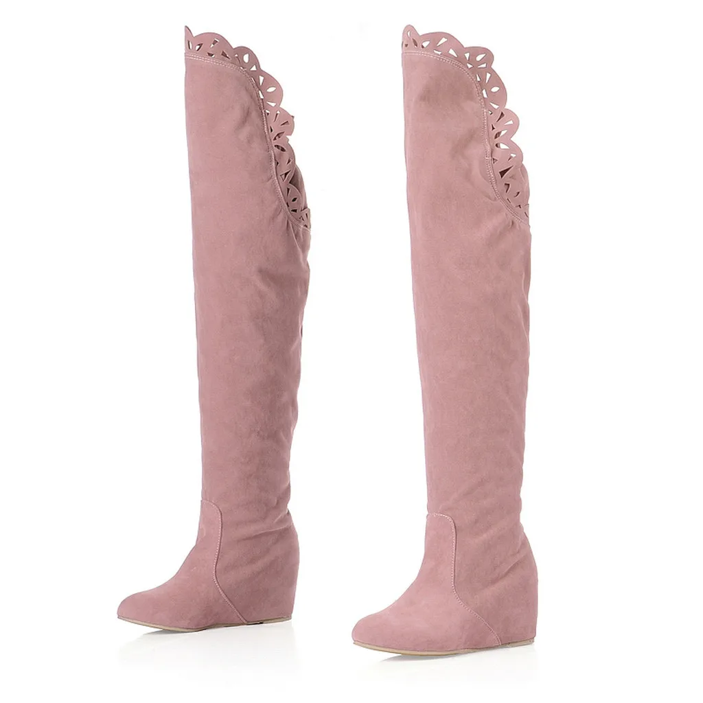 Обувь модные женские ботинки женская обувь на танкетке zapatos de mujer ботфорты в стиле ретро женские эластичные высокие сапоги-трубы
