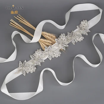 

TOPQUEEN S427 Rhinestone and Pearl Bridal Belt Beaded Belts for Formal Dress Satin Ribbon Sash Belt Design Sash Belt Waist Belt