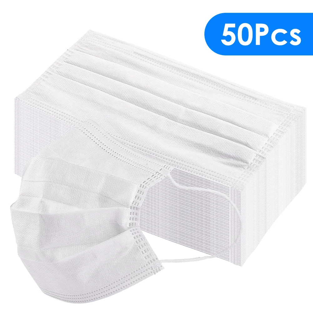 

100 Pcs/Lot Disposable Mask Dust Anti-Pollution 3 Layer Protection Mouth Face Mask PM2.5 White Facial Protective Mask Have Stock
