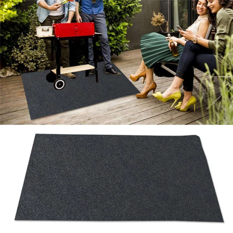 Estera para parrilla de barbacoa negra a prueba de aceite para exteriores, protección del medio alfombra parrilla de horno, alfombra de suelo para acampar, herramienta reutilizable U3|Brochas de limpieza| -