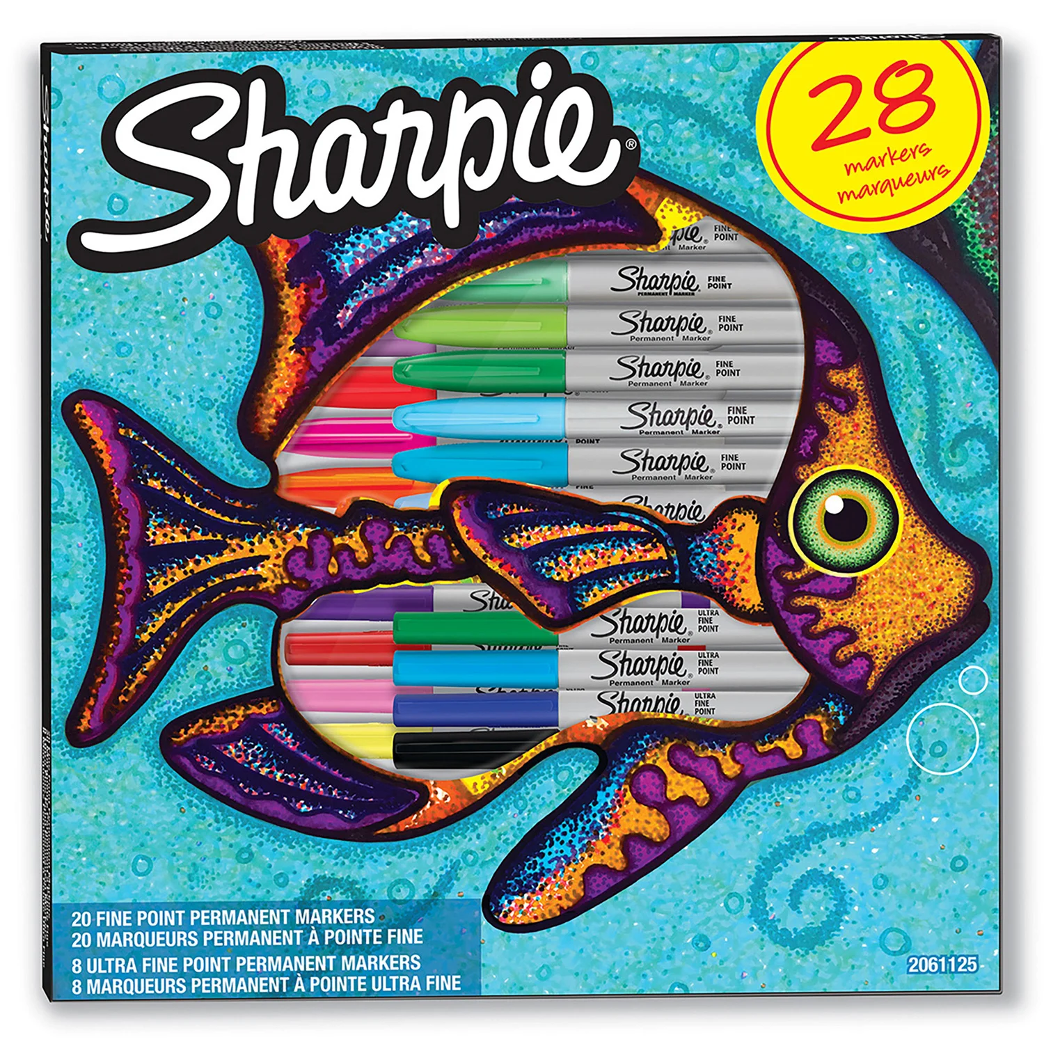Set of markers permanent paper mate fine 2061125 Sharpie bullet-shaped pish. Tip 2mm 28cv. Assorted cardboard box | Канцтовары для