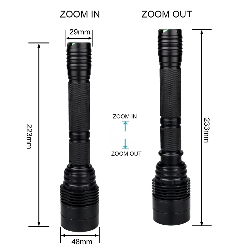 US $16.99 T6 10000 Lumens Green LED Flashlight Detachable Rechargeable Torch Length Adjustable Tractial Lantern Flashlight For Hunting