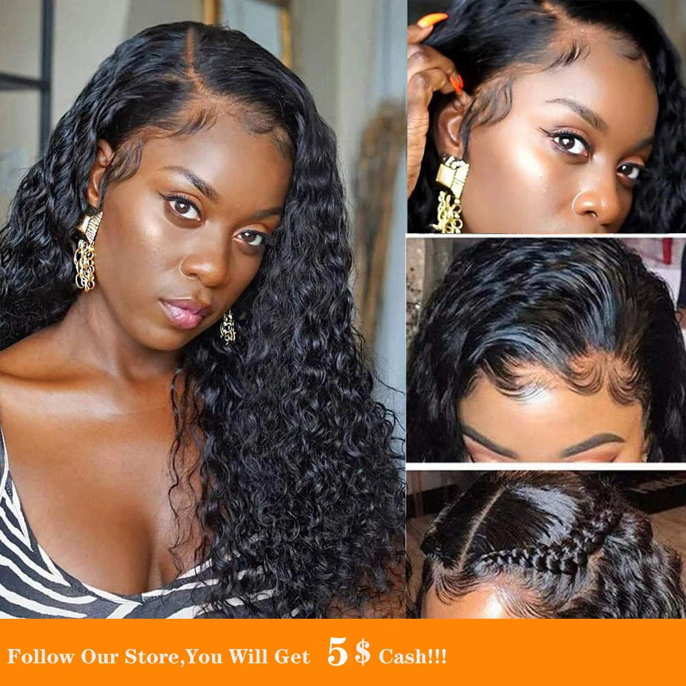 Большой синтетический кружевной передний парик Длинные Черные Кудрявые