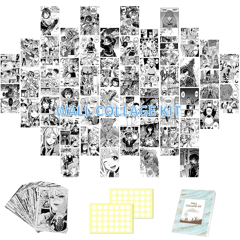50pcs Anime Manga Panels Poster Bedroom Collage Print Decor Wall
