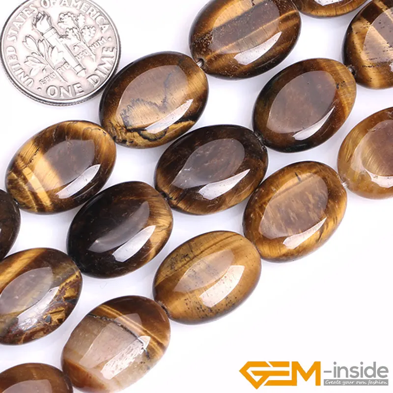 Natural Tiger's Eye Gemstone Oval Loose Beads For DIY Jewelry Making Strand 15" 