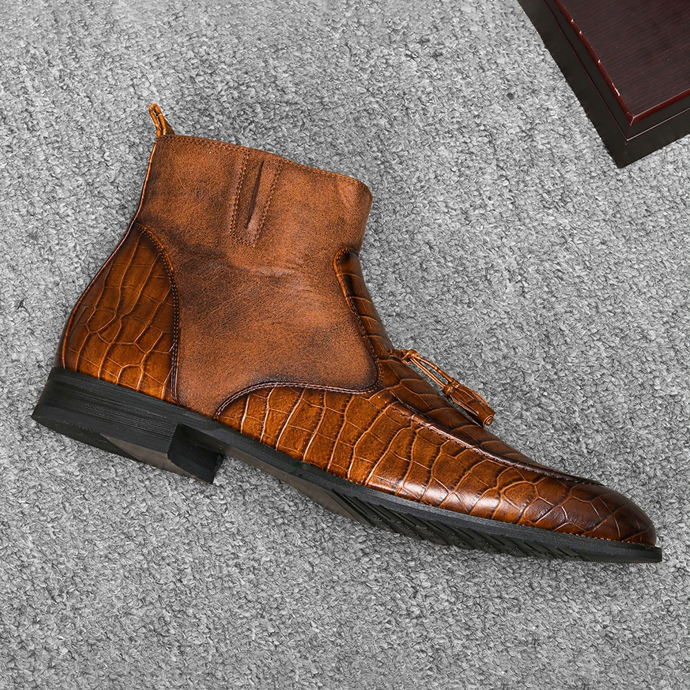 

Size 40-46 men boots Top quality handsome comfortable spring Retro leather boots