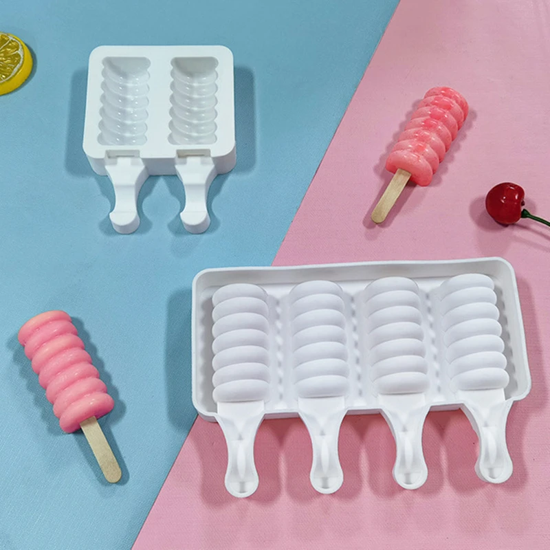 8 Cells Silicone Ice Cream Mold Popsicle Molds DIY Homemade Dessert Freezer Fruit Juice Ice Cube Maker Mould Kitchen Tools