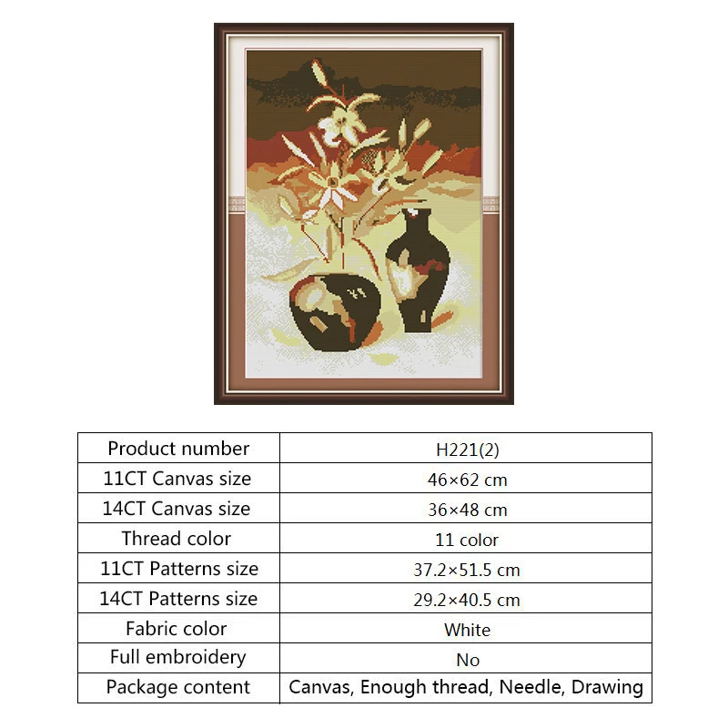 Cross Stitch-H221(2) Ваза узоры Набор для вышивания крестиком Aida 14ct 11ct граф Печать холст сделай сам DMC рукоделие Наборы для вышивания набор ниток - Цвет: Cross Stitch-H221(2)