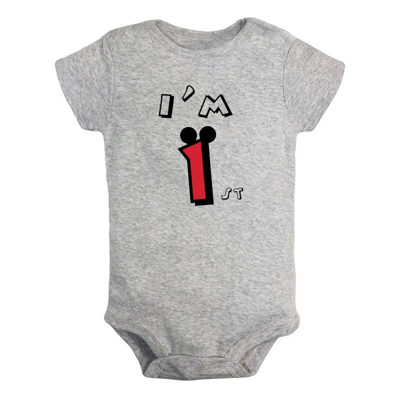 Одежда для новорожденных мальчиков и девочек с надписью «I'm 1 Year», «I Am a Princess Prince» комбинезон с короткими рукавами