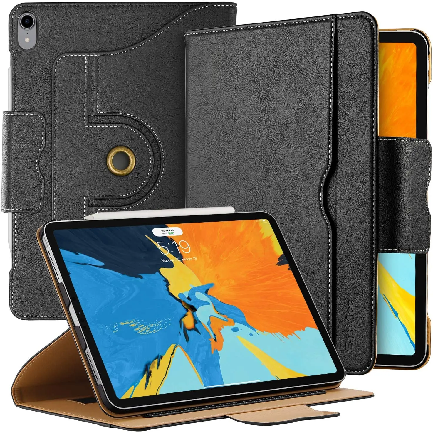 

EasyAcc Leather for iPad Pro11with Apple Pencil 2 Case Durable 360 Degree Rotation with Multi-angle Stand Auto Wake Sleep