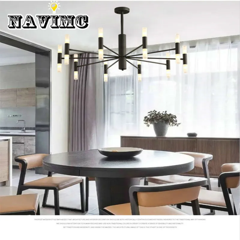

Art Deco Living Room Loft Decoration LED Tube Double Head Chandelier