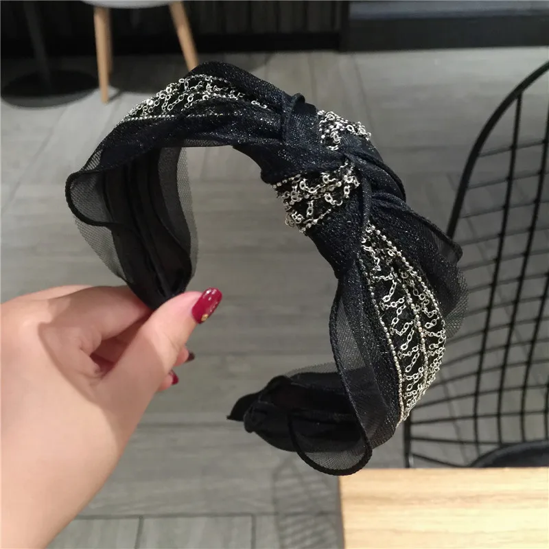 Модный корейский стиль кружева горный хрусталь hairband для женщин девочек мода сексуальный простой Кристальный обруч для волос аксессуары для волос