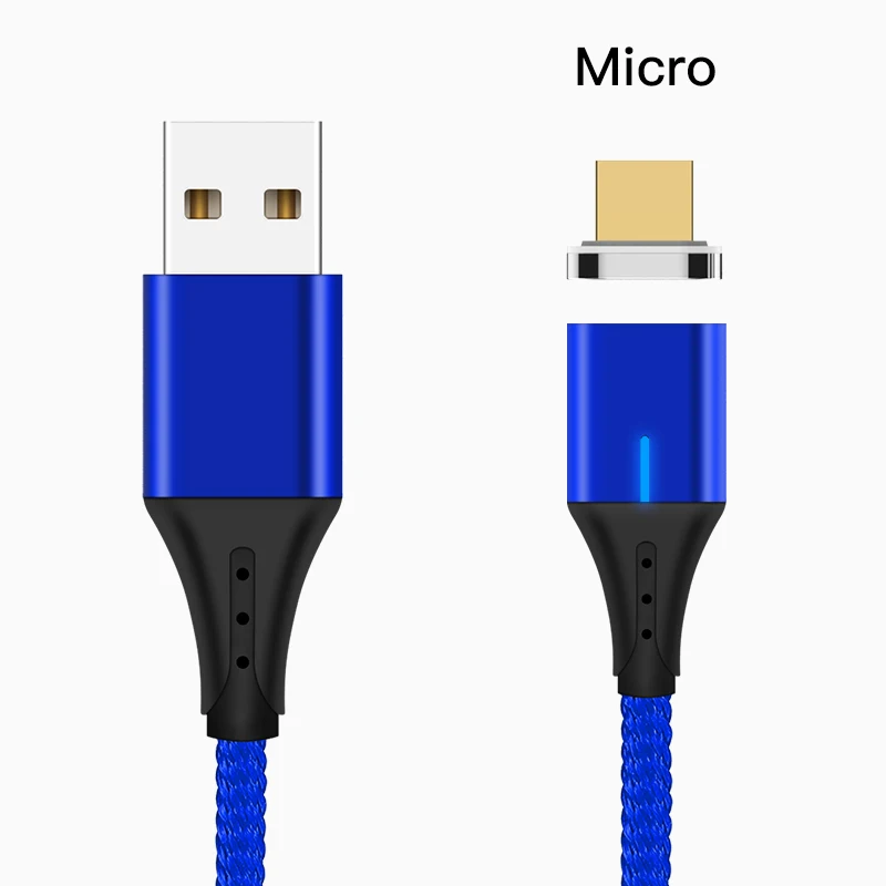 Blue For Micro Amzish 3A Магнитный Micro USB кабель для iPhone samsung тип данных C usb Магнитный USB кабель micro usb быстрого зарядного устройства type c магнитный кабель micro usb магнитная зарядка шнур для зарядки телефона - Цвет: Blue For Micro