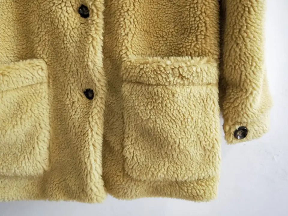 Yellow faux fur coat women shaggy streetwear Autumn winter warm teddy coat Female Fashion Women's Coats Jacket Plus Size Coats
