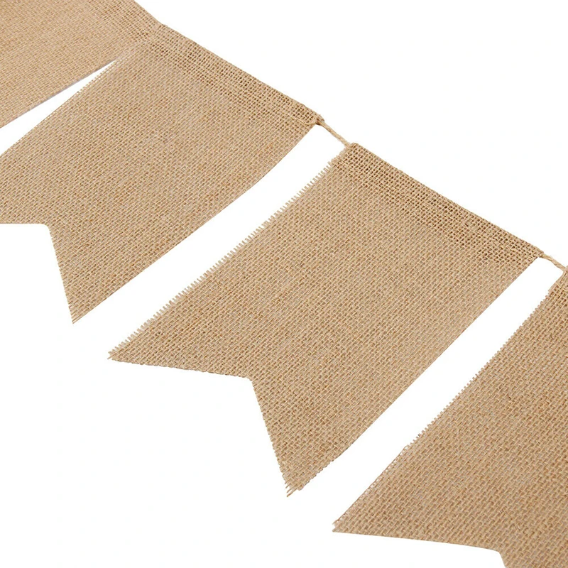 

15xRustic Jute Hessian Burlap Line Bunting Flag Shabby Chic Wedding Banner Decor
