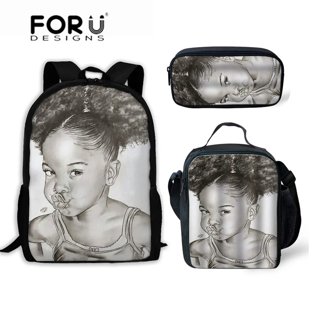 FORUDESIGNS/детские школьные сумки для детей, черная девочка, волшебная афро леди, с принтом, школьная сумка для подростков, сумка для книг на плечо, Mochila - Цвет: YQ3658CGK