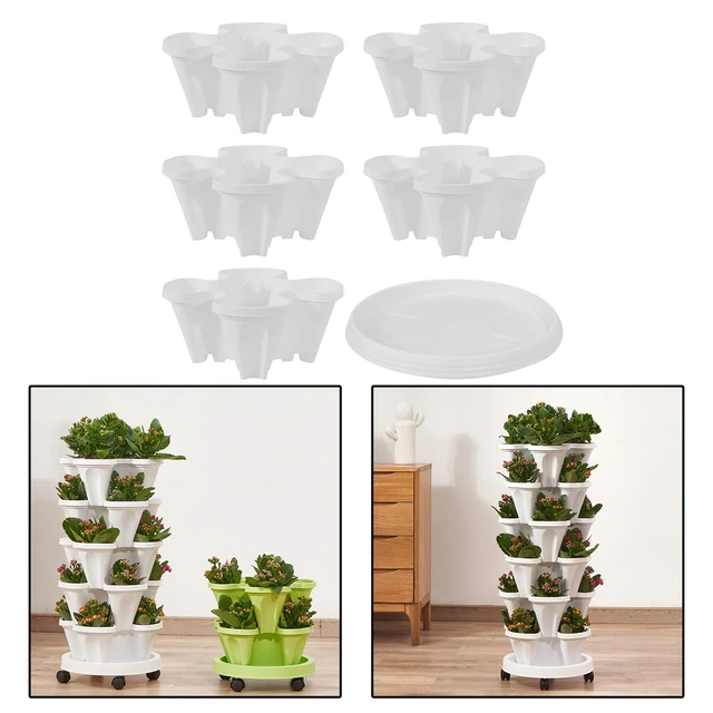 Stackable Planter, Tower Garden Planters, Indoor Outdoor Gardening Pots