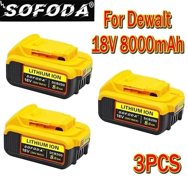Сменный аккумулятор для электроинструмента DeWalt DCB184 DCB181 DCB182 DCB200 20 в 8A 18 3 шт. |