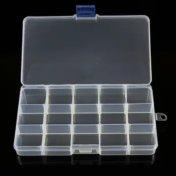 

15 Slots 17*10*2cm Plastic Jewelry Box Beads Storage Organizer Makeup Storage Organizers
