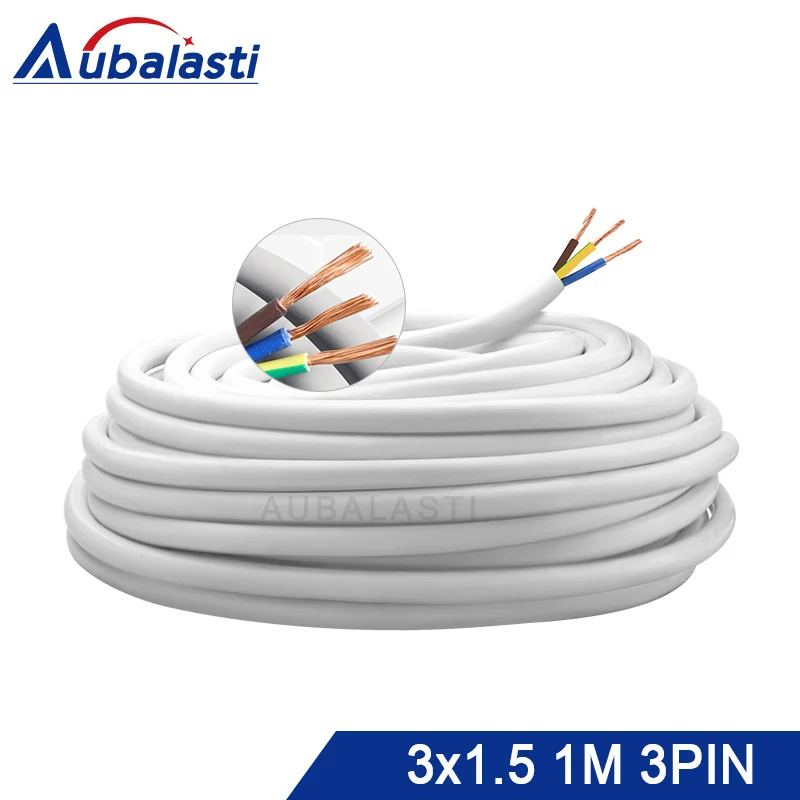 

3 Core 3x1.5mm Multi-Strand Copper Core, Flexible Wire Monitoring Power Supply RVV Cable 1M